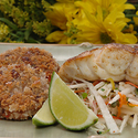 Grilled Florida Grouper Diablo with Black-Eyed Pea Cakes